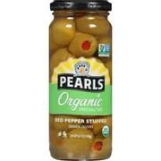 Pearls Organic Specialties Red Pepper Stuffed Green Olives