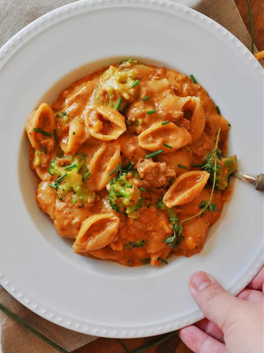 Broccoli Cheddar Vegan Hamburger Helper