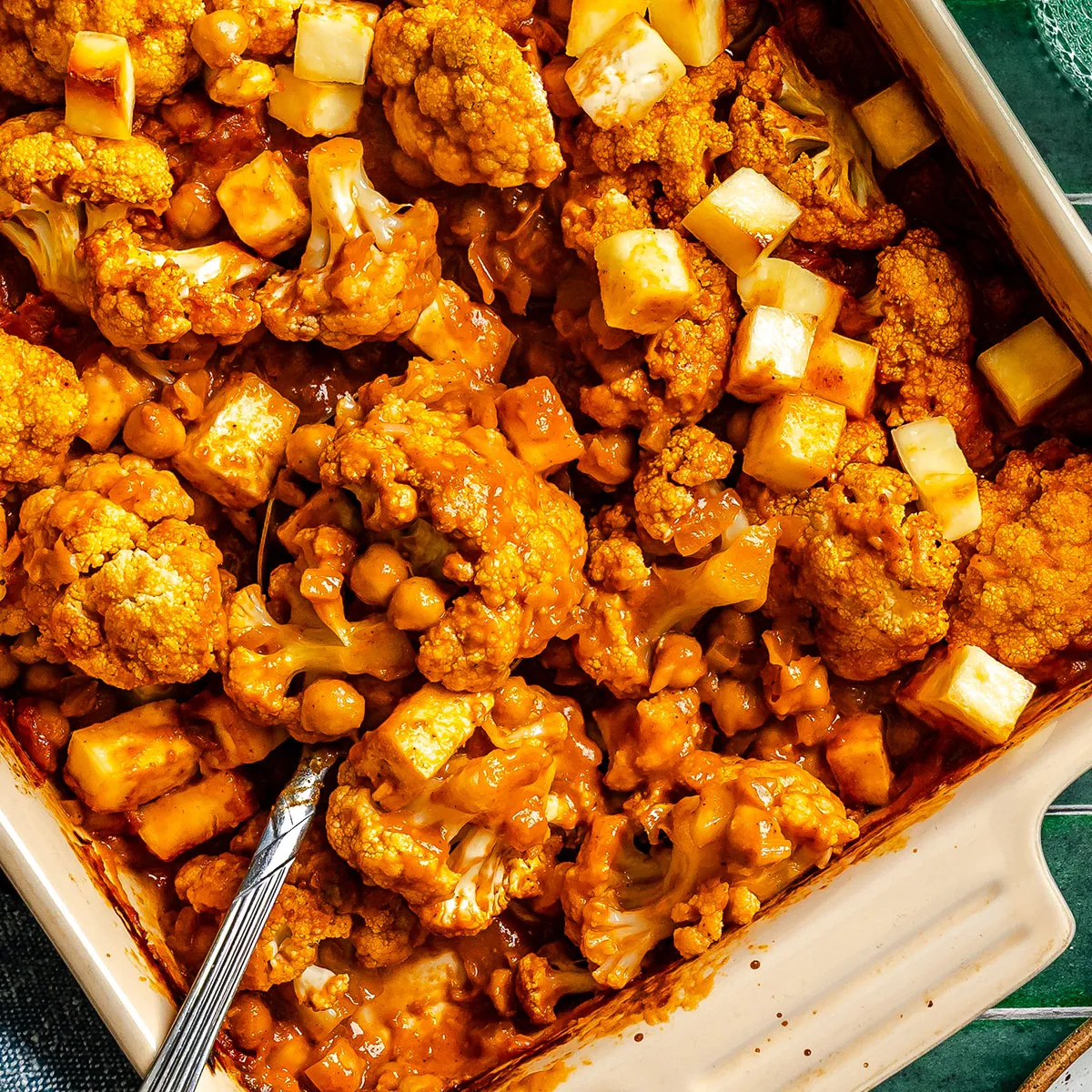 Paneer and Cauliflower Curry Casserole (Dump & Bake)