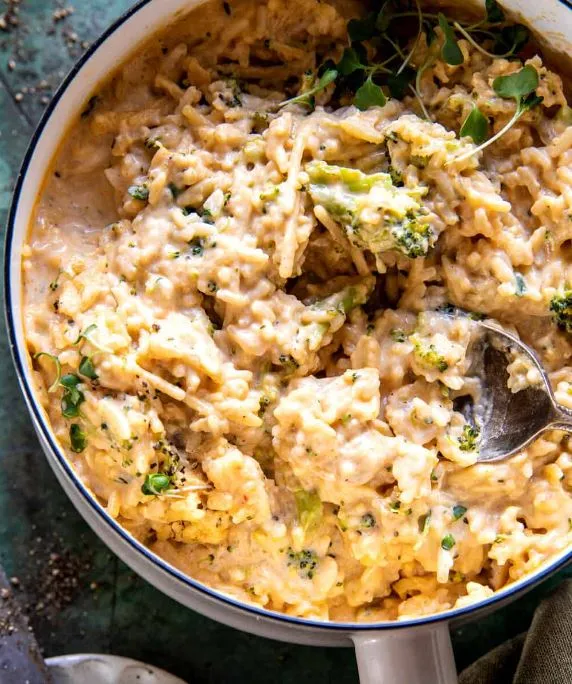 One Pot Broccoli Cheddar Chicken and Rice