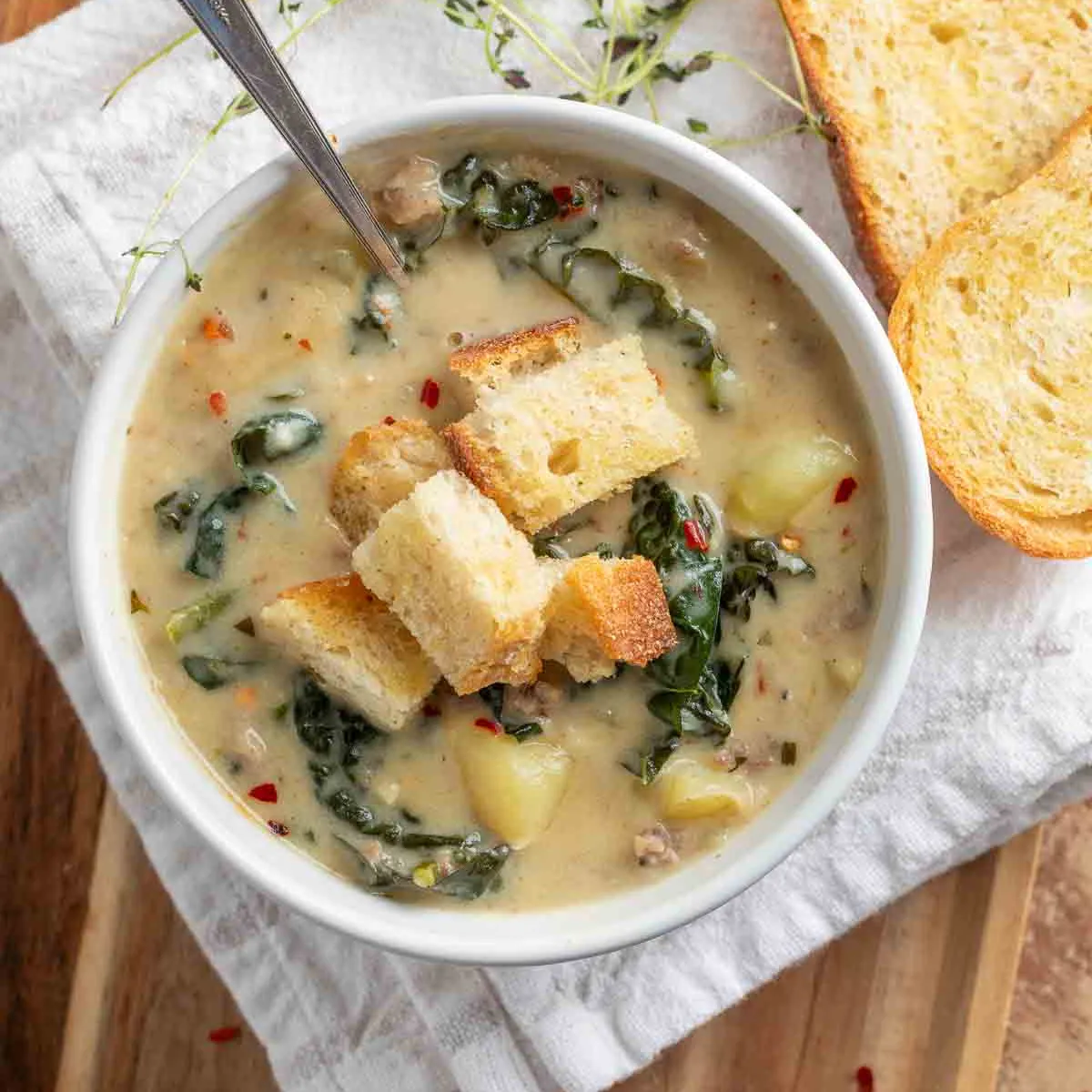 Creamy Italian Sausage Potato and Kale Soup