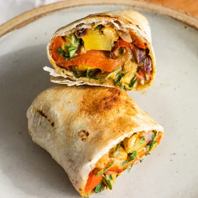 Recipe 'vegan crispy deconstructed falafel wrap with tahini'