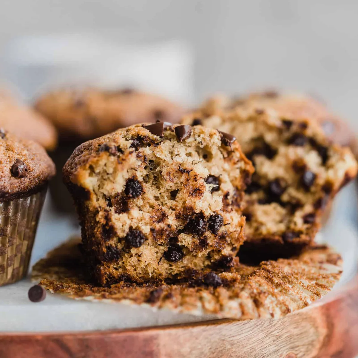 Banana Chocolate Chip Muffins with Spelt Flour