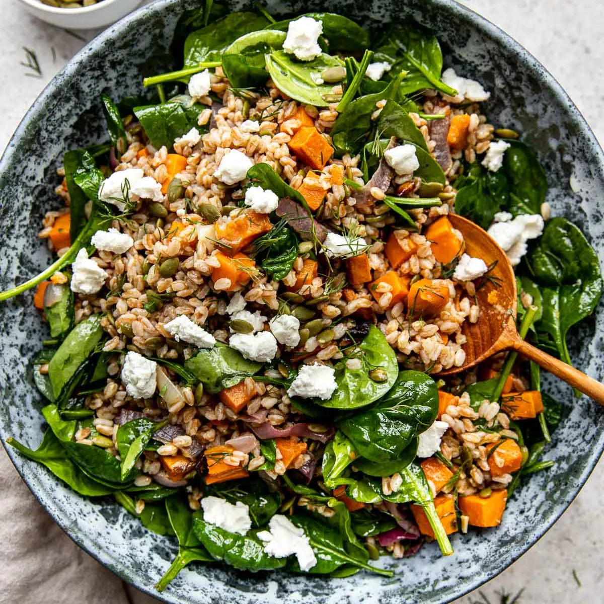 Warm Farro Salad with Goat Cheese