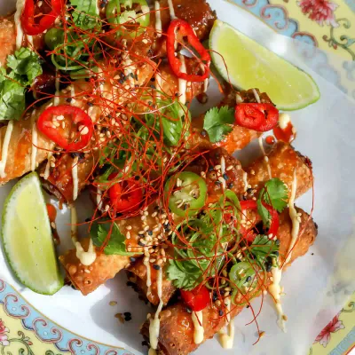 Recipe 'Crab Rangoon Taquitos with Sweet Chili Honey'
