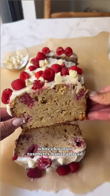 White Chocolate Raspberry Banana Bread