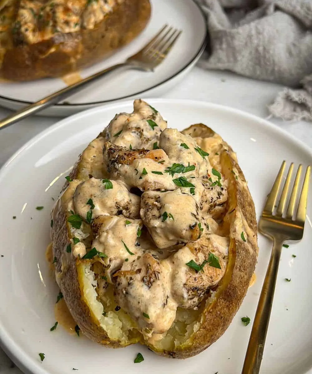 Chicken Alfredo Stuffed Potato