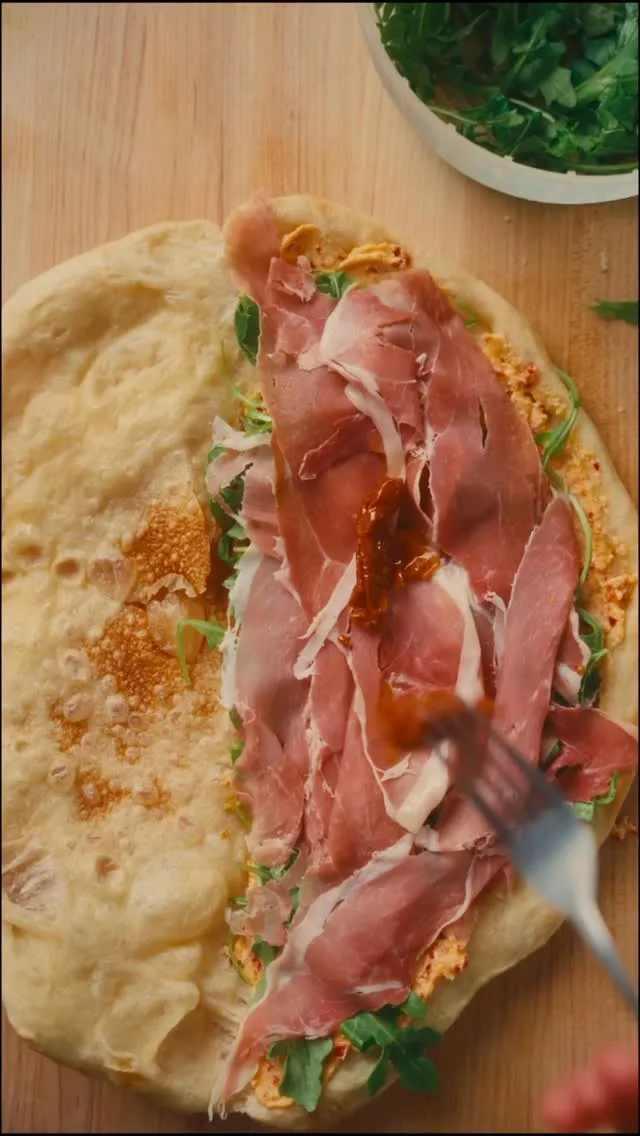 Prosciutto and Arugula Folded Flatbread