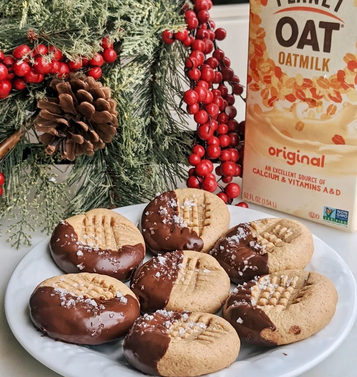 1-Bowl Vegan Peanut Butter Cookies made with Oatmilk