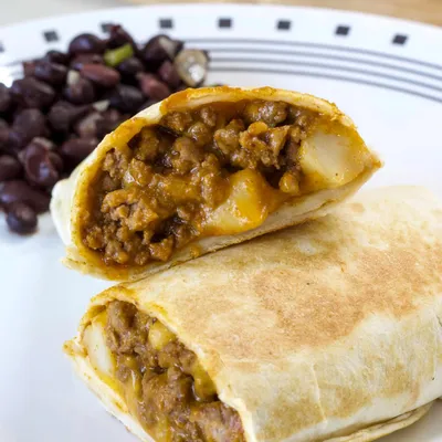 Recipe 'Cheesy Beef and Potato Burritos'
