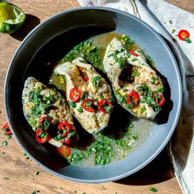 Recipe 'Thai Steamed Fish (With Lime and Garlic Sauce)'