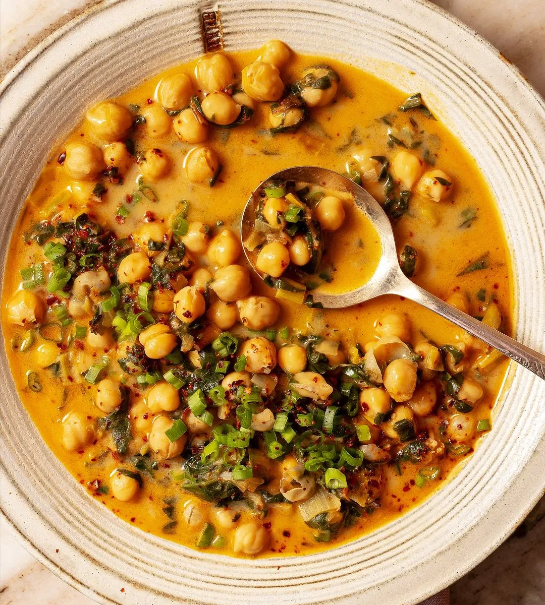 chickpeas in lemon tahini broth