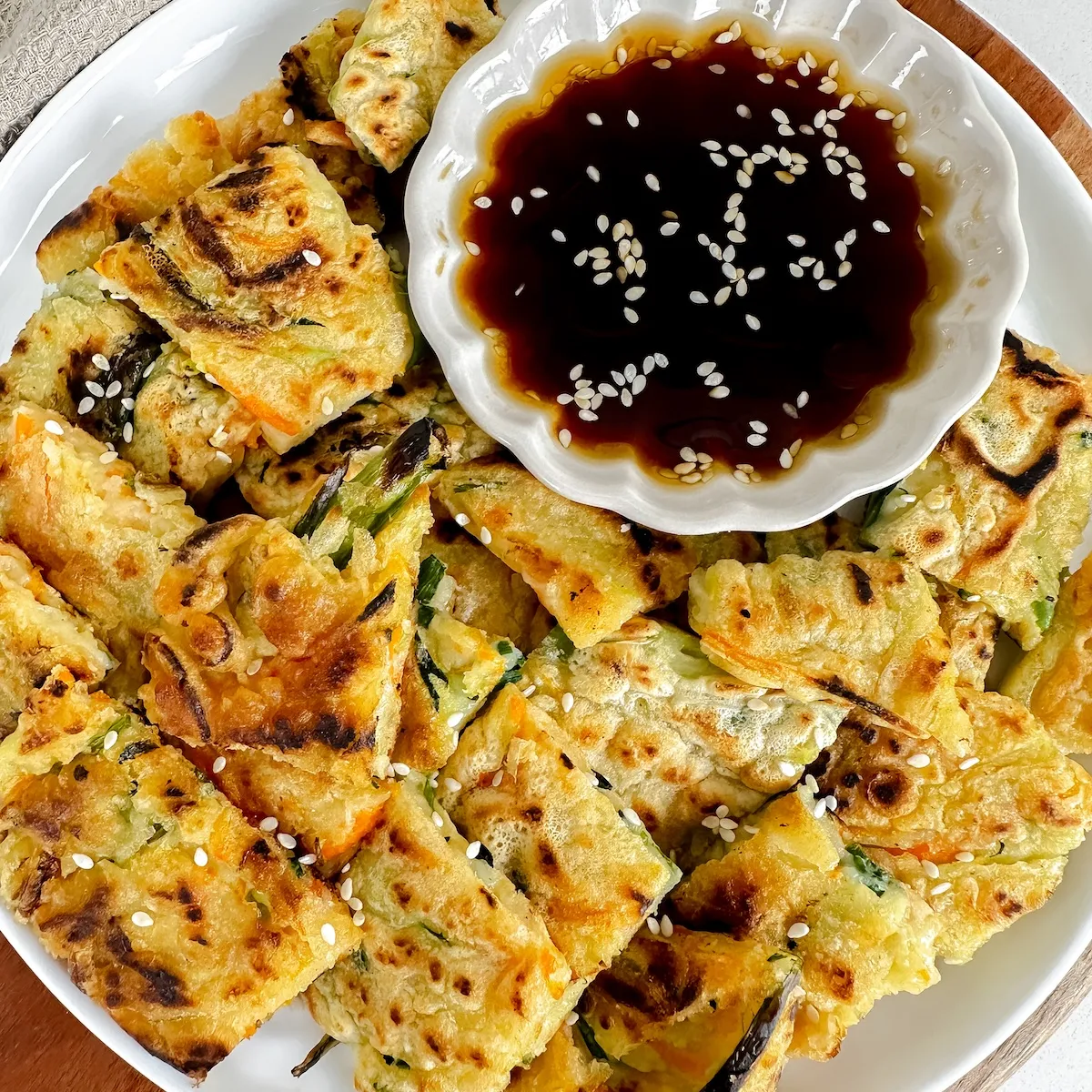 Vegan Korean Vegetable Pancakes (Yachaejeon)
