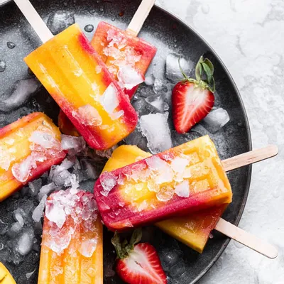 Recipe 'The Easiest Mango Strawberry Popsicles'
