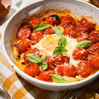 Recipe 'Eggs in Purgatory with Roasted Cherry Tomatoes'