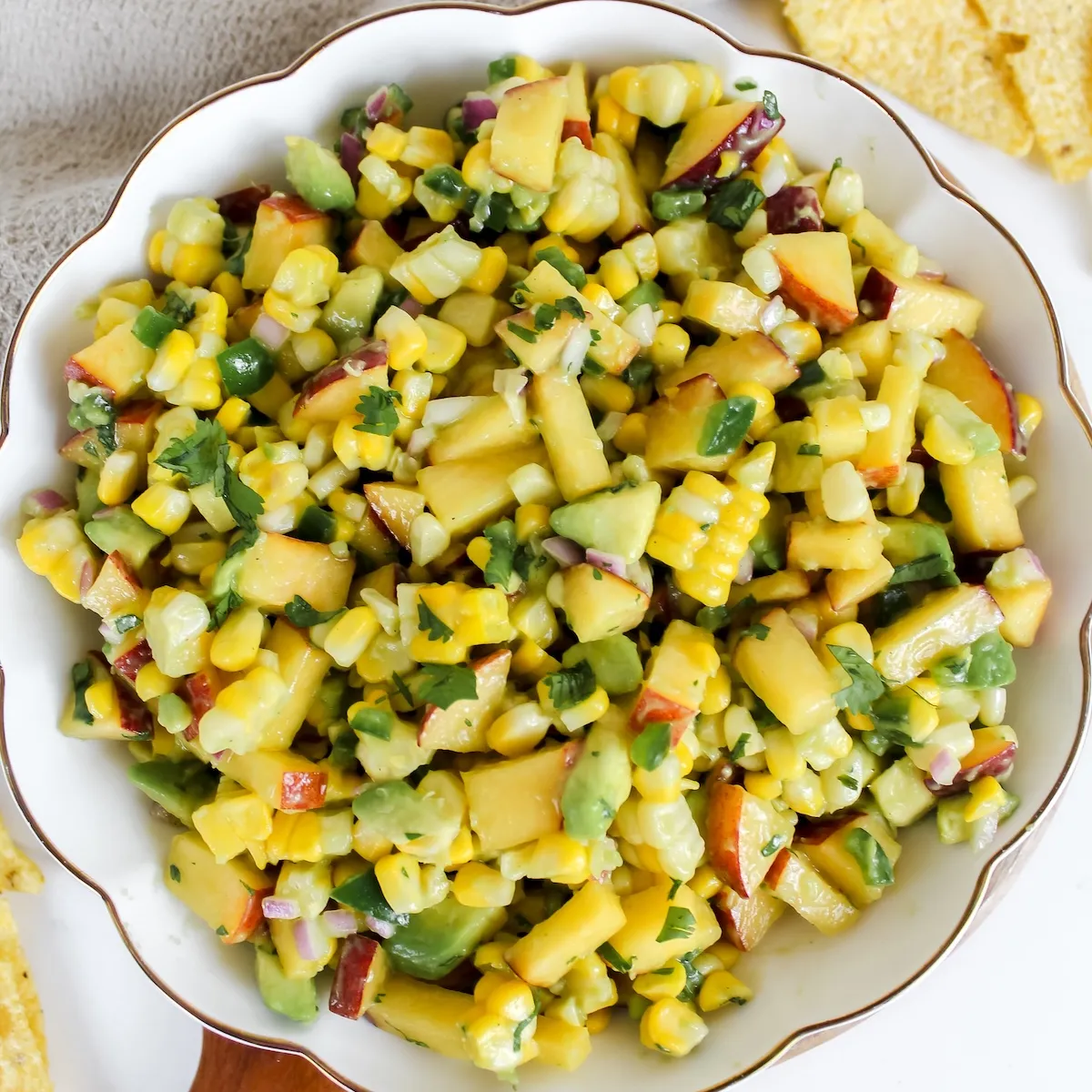 Corn Peach Avocado Salsa (vegan, gluten-free)
