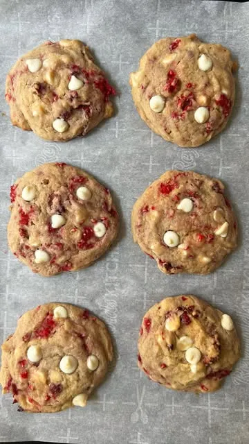 RASPBERRY + WHITE CHOCOLATE CHIP COOKIES