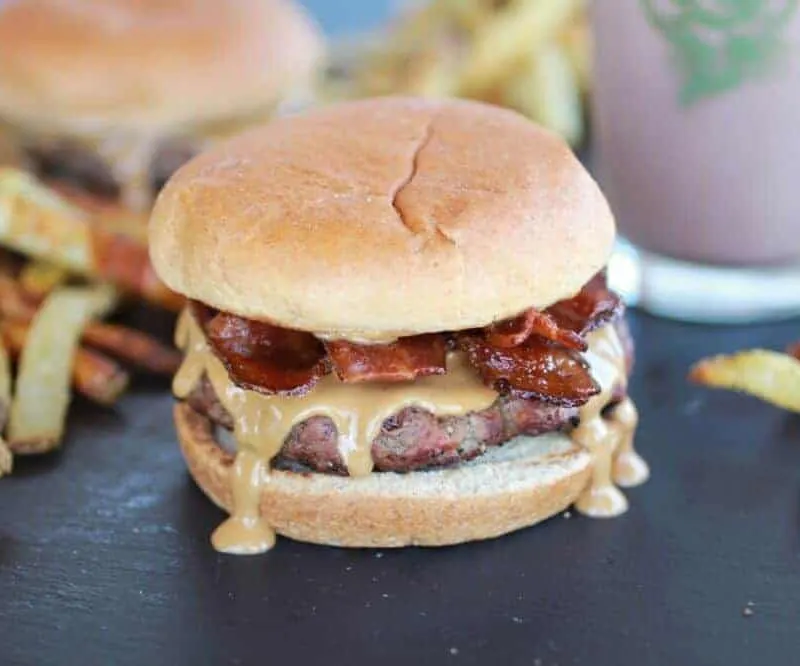 Peanut Butter Burgers with Slim Jim Fries and Chocolate Shake.