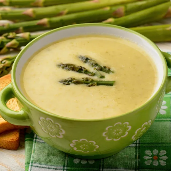 Asparagus Leek Soup with Parmesan Cheese