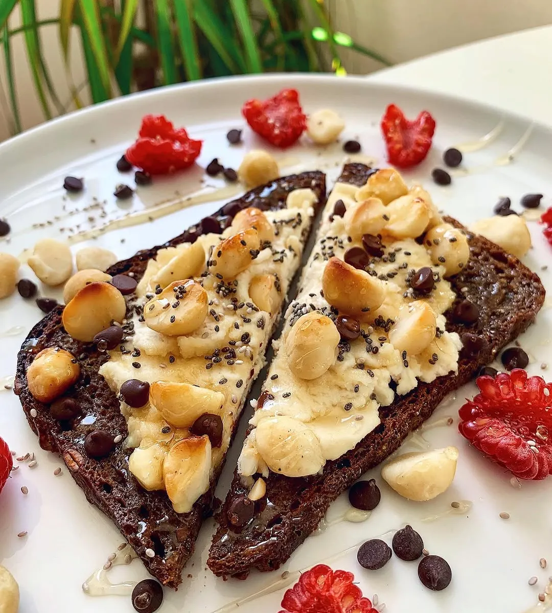 Gluten-Free Pumpernickel Bruschetta with Dairy-Free Ricotta and Honey