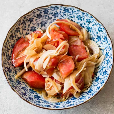 Recipe 'Tomato and Onion Salad with Sweet Soy Dressing'