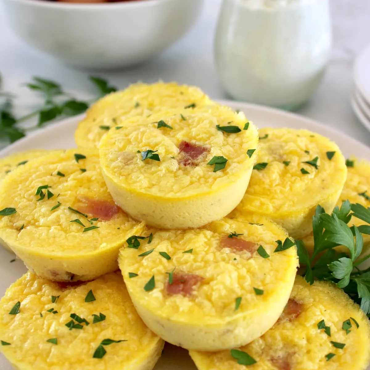 Cottage Cheese and Ham Egg Bites