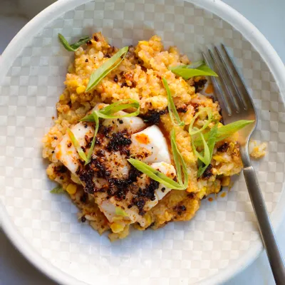Recipe 'Miso Corn Rice with Chili Cod'