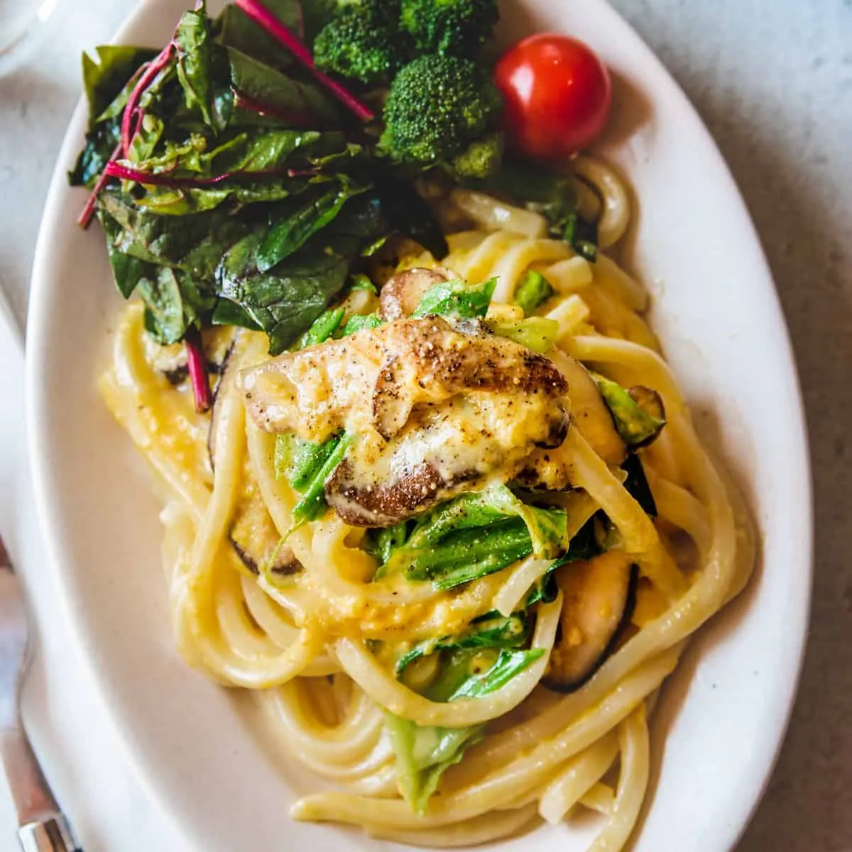 Easy Miso Udon Carbonara Recipe (Vegetarian)